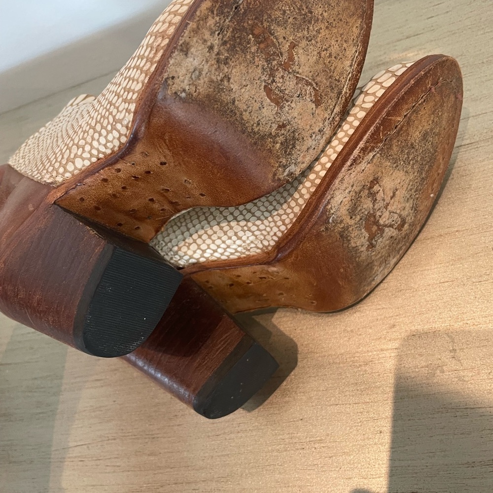 Freebird Detroit leather white croc Cream and Brown Ankle Booties 8 - Picture 4 of 6